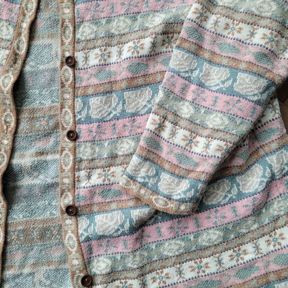 Vintage cottagecore / grandma vibes pastel knit cardigan sweater - Picture 2 of 6